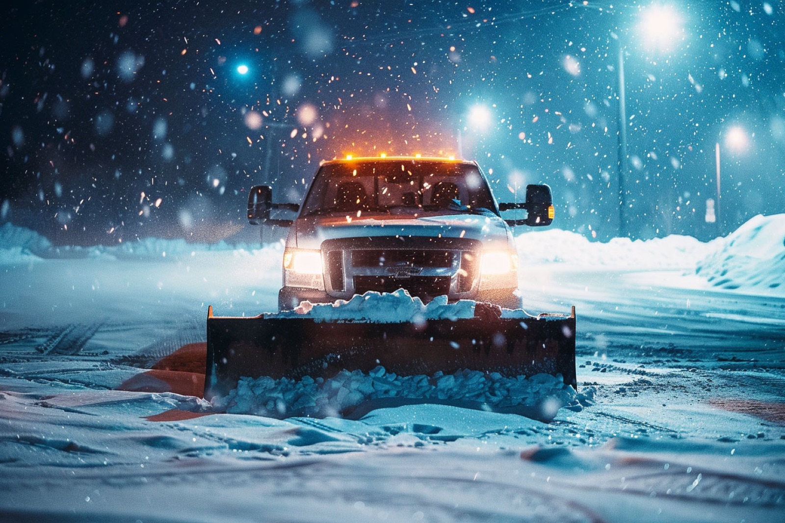 Plow truck clearing snow